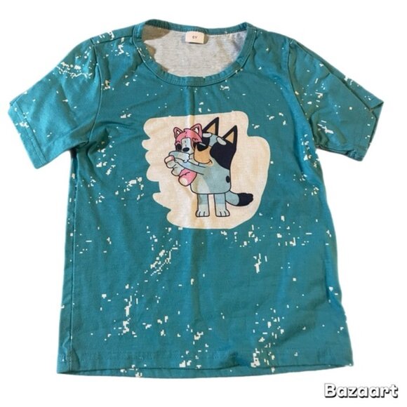Sz 6 Girls Bluey Hug Blue Tshirt - Picture 1 of 2